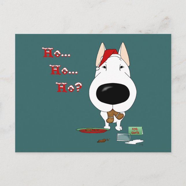 Bull Terrier Christmas Holiday Postcard (Front)