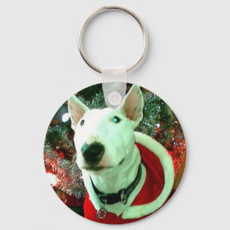 bull terrier christmas keychain