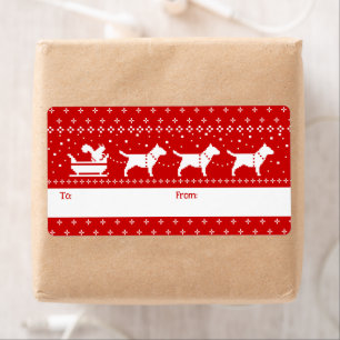 Bull Terrier Christmas Sleigh Dogs Holiday To From Label