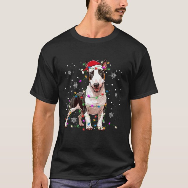 Bull Terrier Christmas Sweater Dog Xmas Lights Tre (Front)