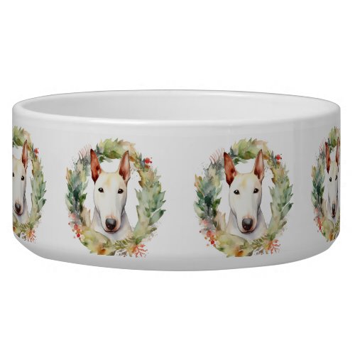 Bull Terrier Christmas Wreath Festive Pup  Bowl