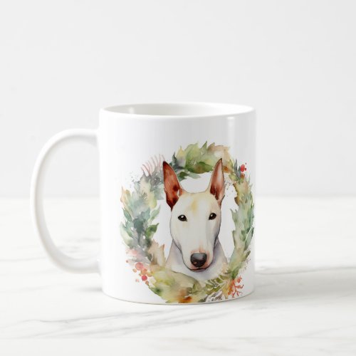Bull Terrier Christmas Wreath Festive Pup  Coffee Mug