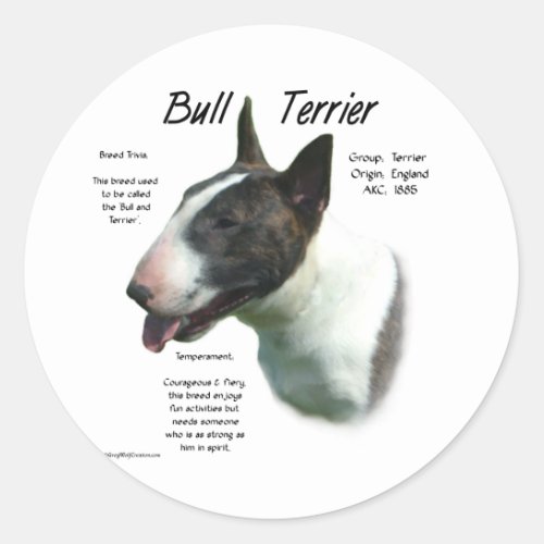 Bull Terrier colored History Design Classic Round Sticker