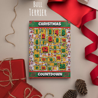 Bull Terrier Countdown Christmas Advent Calendar Holiday Card