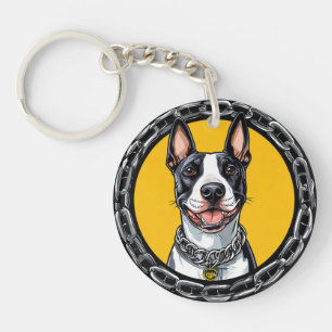 Bull Terrier Cute Dog Portrait For Dog Lovers Keychain