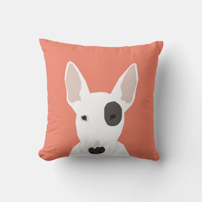 Bull Terrier cute terrier dog black and white dog Throw Pillow (Front)