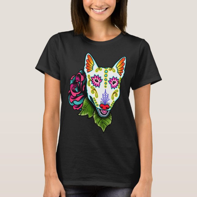 Bull Terrier - Day of the Dead Sugar Skull Dog T-Shirt (Front)
