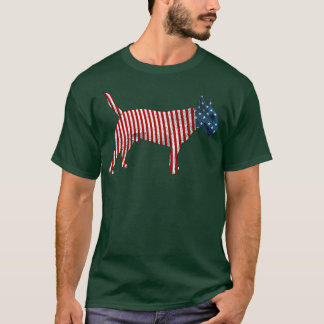 Bull Terrier Dog American Flag 4th Of July T-Shirt