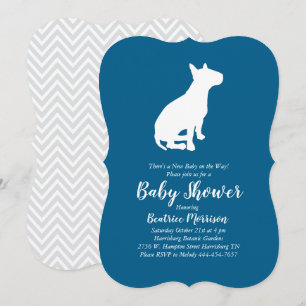 Bull Terrier Dog Baby Shower Blue Boy Invitation