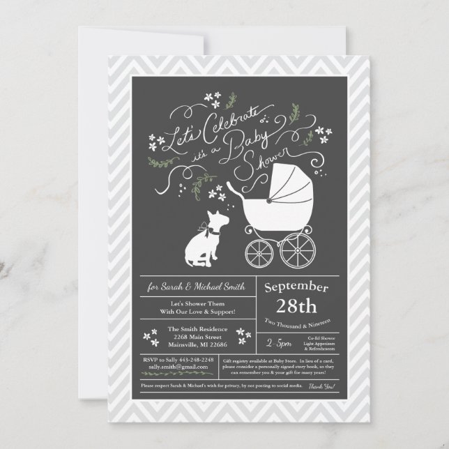 Bull Terrier Dog Baby Shower Gender Neutral Invitation (Front)