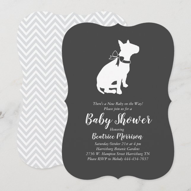 Bull Terrier Dog Baby Shower Gender Neutral Invitation (Front/Back)