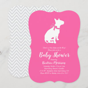 Bull Terrier Dog Baby Shower Pink Girl Invitation