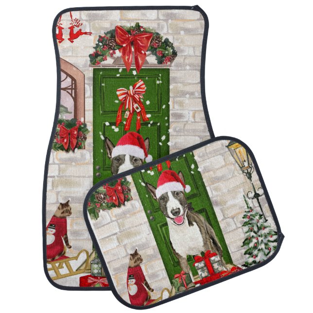 Bull Terrier Dog Christmas  Car Floor Mat (Set)