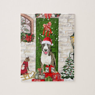 Bull Terrier Dog Christmas Jigsaw Puzzle
