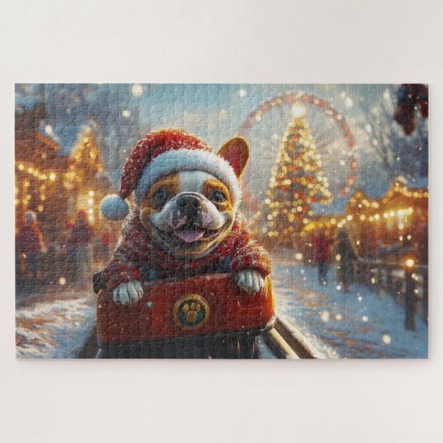 Bull Terrier Dog Christmas Jigsaw Puzzle (Horizontal)