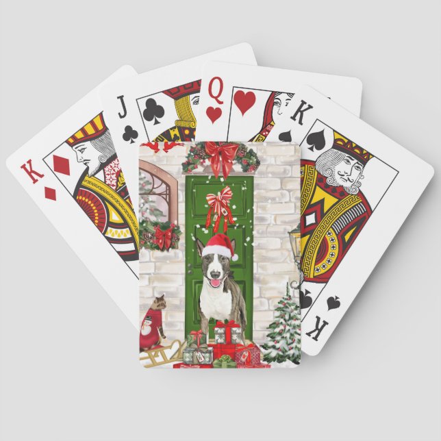 Bull Terrier Dog Christmas  Poker Cards (Back)