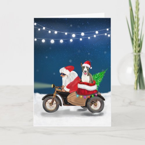 Bull Terrier Dog Christmas Santa Claus  Card