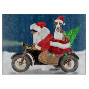 Bull Terrier Dog Christmas Santa Claus Cutting Board