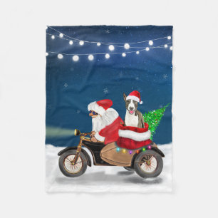 Bull Terrier Dog Christmas Santa Claus Fleece Blanket