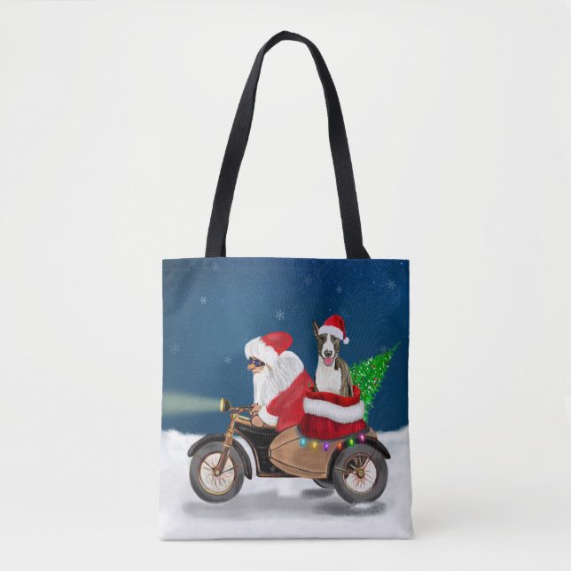 Bull Terrier Dog Christmas Santa Claus  Tote Bag (Front)