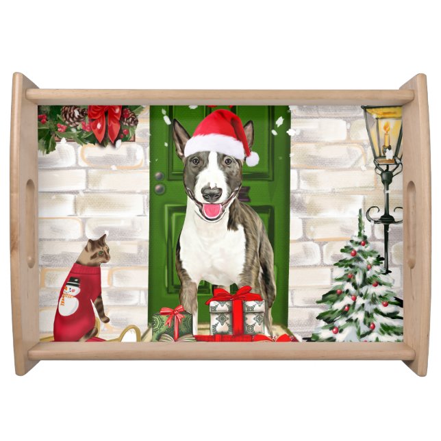 Bull Terrier Dog Christmas   Serving Tray (Front)