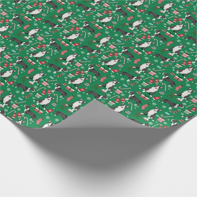 Bull Terrier Dog Christmas Wrapping Paper (Corner)