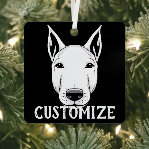 Bull Terrier Dog Custom Name Bully Christmas Metal Ornament