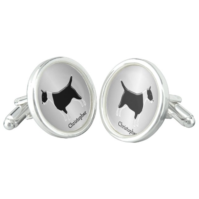 Bull Terrier Dog Design Cufflinks (Angled)