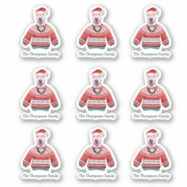 Bull Terrier Dog Family Ugly Christmas Sweater Sticker (Front)