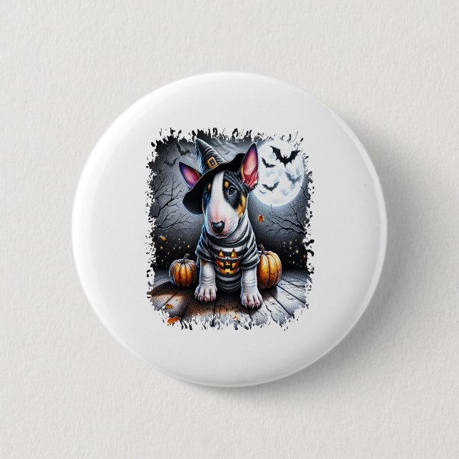 Bull Terrier Dog Halloween Button (Front)