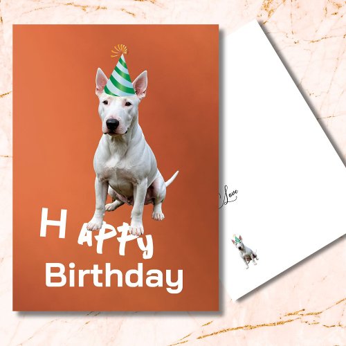  Bull Terrier Dog Happy Birthday Greeting Card 