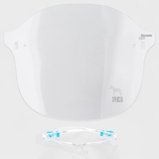Bull Terrier Dog Illustration Personalized Face Shield (Front w/Glasses)