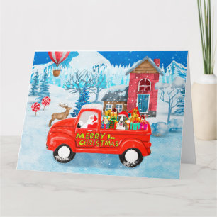 Bull Terrier Dog in Christmas Delivery Truck Snow Card