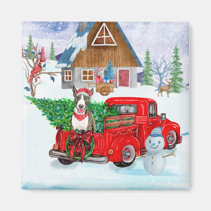 Bull Terrier dog In Christmas Delivery Truck Snow Magnet