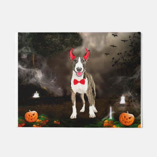 Bull Terrier Dog in Halloween Costume Doormat