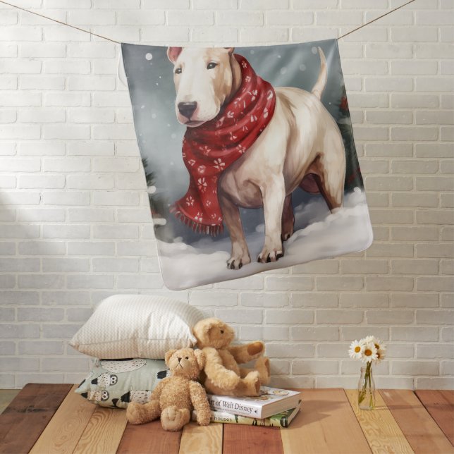 Bull Terrier Dog in Snow Christmas  Baby Blanket (In Situ)
