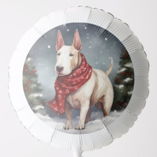 Bull Terrier Dog in Snow Christmas Balloon