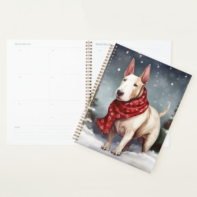 Bull Terrier Dog in Snow Christmas  Planner (Display)