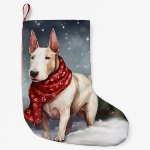 Bull Terrier Dog in Snow Christmas Small Christmas Stocking