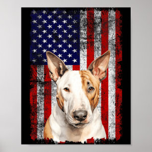 Bull Terrier Dog Lover Flag 4th of July Patriotic Poster