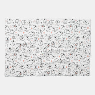 Bull Terrier Dog Lover Seamless Pattern Kitchen Towel