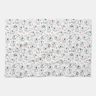 Bull Terrier Dog Lover Seamless Pattern Kitchen Towel