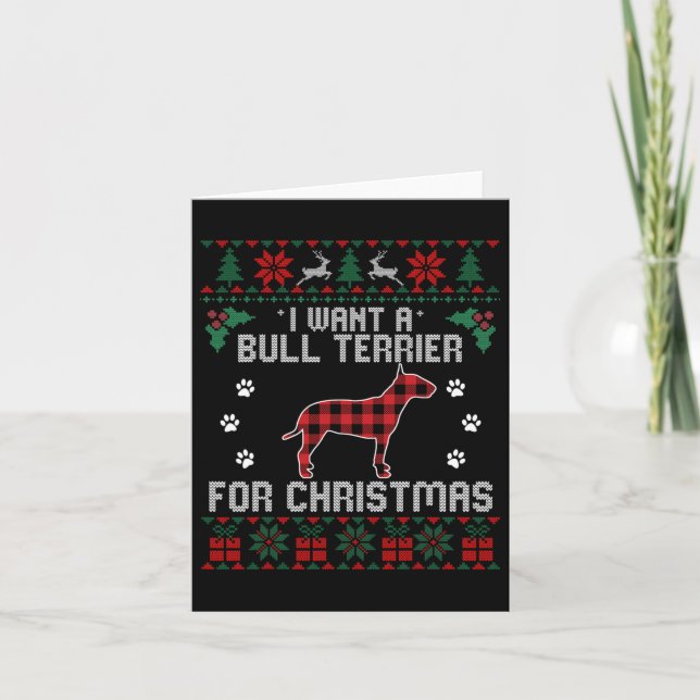Bull Terrier Dog Lover Xmas Gifts Dog Ugly Christm Card (Front)