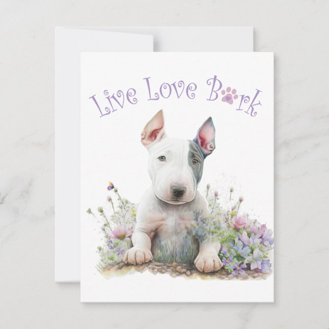 Bull Terrier Dog Mom Floral Note Card (Front)