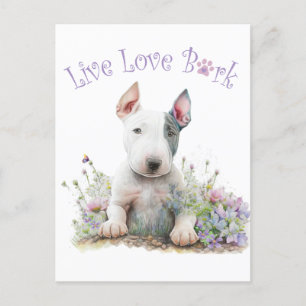 Bull Terrier Dog Mom Floral Postcard