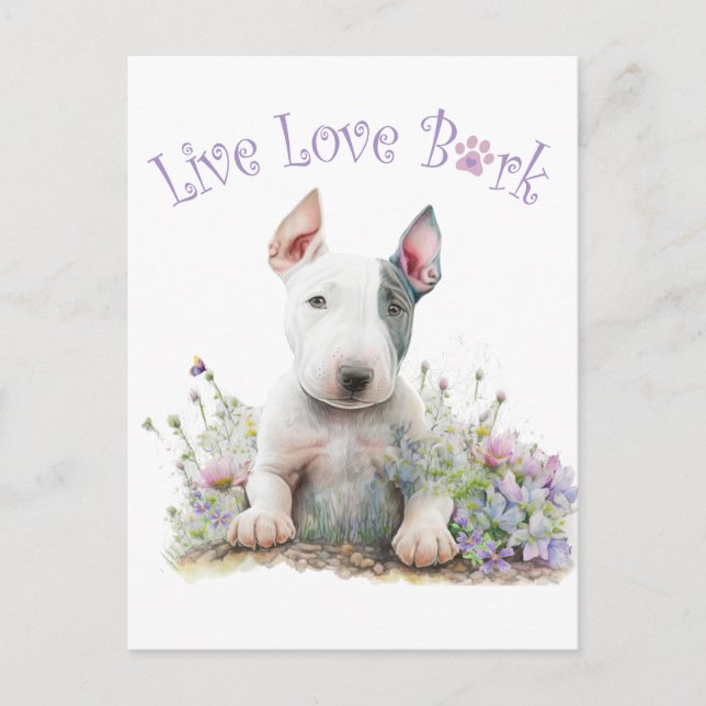 Bull Terrier Dog Mom Floral Postcard (Front)