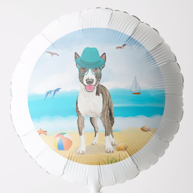 Bull Terrier Dog on Beach Balloon (Front)