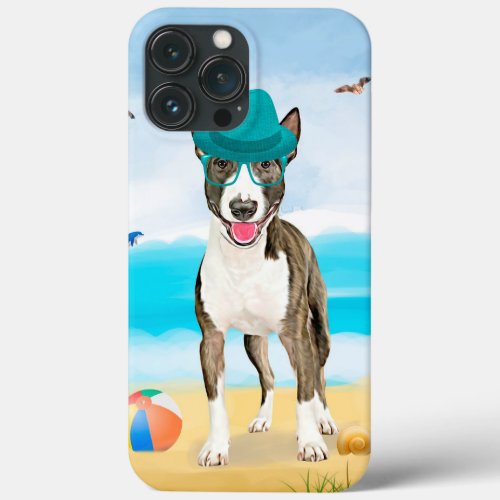 Bull Terrier Dog on Beach iPhone 13 Pro Max Case