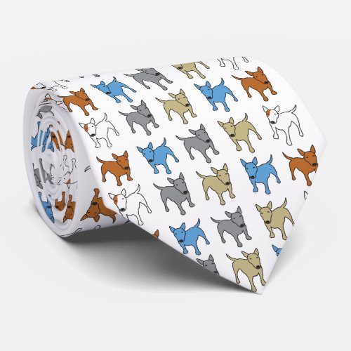 Bull Terrier Dog Puppy Dad Breed Multicolored Neck Tie
