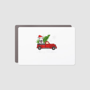 Bull Terrier Dog Riding Red Truck Christmas Decor  Car Magnet